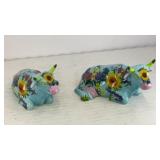 Blue floral motif Cow Parade salt & pepper shakers