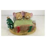 Ceramic mice in bed on Christmas eve