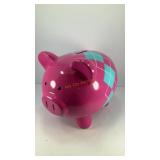 8' long Pink with plaid piggy bank
