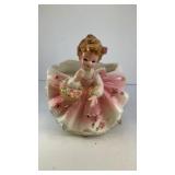 6' girl w/ ruffled dress & flower porcelain vessel