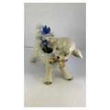 6' lamb with flowers ceramic  vessel (leg repair)