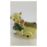 Pig pushing cart porcelain planter