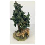 Ceramic fawn under pine trees 6.5' x 3.5' x 3'