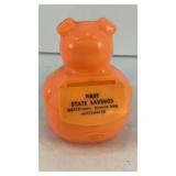 3.5' orange plastic piggy bank First State Savings