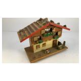 6.5' wood Holiday Cabin musical coin bank