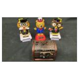 (2) Solar bobblehead graduates, bear & small trunk