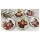 (6) Santa w/ Coca Cola 3.5' tin collector plates