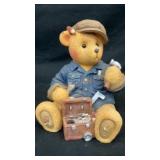 Handyman teddy bear coin bank (hard plastic)