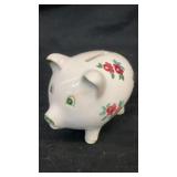 Ceramic piggy bank w/ floral motif 4.5' x 3' x 3'