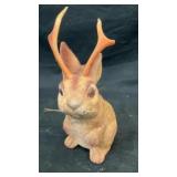 Vintage flocked jackalope coin bank 8' x 5' x 3.5'
