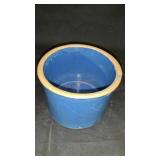 Blue ceramic crock (no markings) 5' x 4.5'
