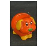 Ceramic fat orange puppy coin bank