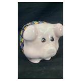 Ceramic pig w/ quilt piggy bank 7' x 7' x 6'