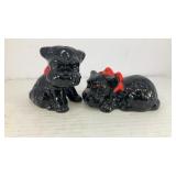 Porcelain black dog salt & pepper shakers