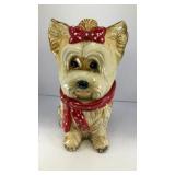 12' ceramic Yorkie Terrier w/ bow cookie jar