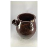 E.W. Farrington dark brown stoneware crock jug