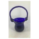 Dark blue glass basket planter 8'x6'x3.5'