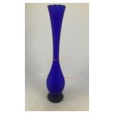 Matte finish blue glass vase 11' x 2.5'