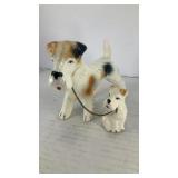 Ceramic Terrier mom and puppy on leash