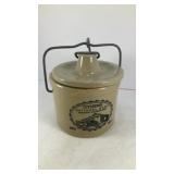Citizen State Bank stoneware crock w/ lid & handle