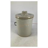 White stoneware ceramic crock w/ broken handle