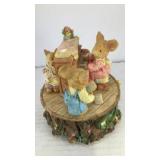 Piano and rabbits on stump music box 4.5' x 4'