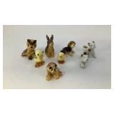 (8) ceramic animal miniatures (dogs, bunny, birds)