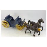 11' Vintage cast iron horse and carriage