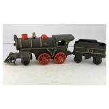 10' Vintage cast iron train and pull car