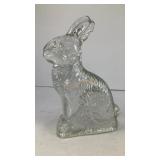 clear molded glass Easter Bunny candy container