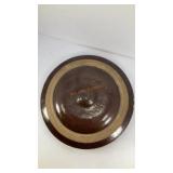 Dark brown stoneware crock lid, chipped