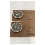 (2) 7/8' metal buttons depicting deer