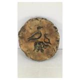 Ceramic log slice w/ birds 7' diameter