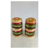 Ceramic double hamburgers salt & pepper shakers