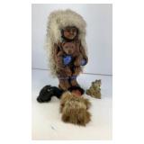 (4 pc) Eskimo family with animals