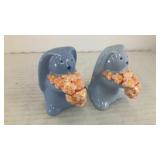 Ceramic blue bunnies salt & pepper shakers