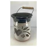 Clay pottery hanging candle holder 7' x 5'