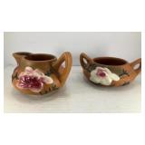 (2) matching small ceramic bowl & pitcher