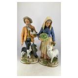 (2) Homco Home Old Man & Lady porcelain figurines