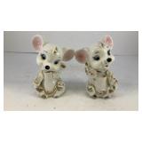 Ceramic (2) Salt & pepper shaker mouse 3.5' T