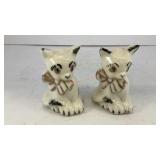 (2) Ceramic white kittens w/ bows 2.5' T