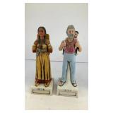 (2) Porcelian Native Americans Now and Then 6' T
