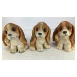 (3) Ceramic hound dog puppies
