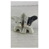 Small ceramic twin puppies figurine