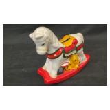 Ceramic rocking horse w/ toys coin bank