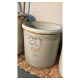 20 gallon Red Wing stoneware crock, has cracks