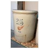 25 gallon Red Wing stoneware crock, has cracks