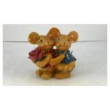 Ceramic mice couple with flowers 3' T