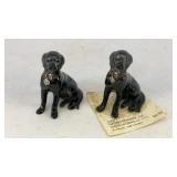 (2) Miniature ceramic Black Labrador dogs 2' Tall