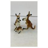 (3pc) Miniature Ceramic Kangaroo family 2' T